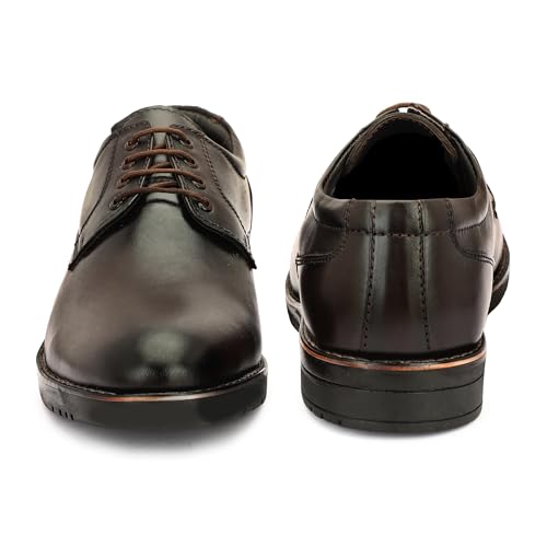 Image of Leatherful Genuine Leather Derby SE Shoes for Men | TPR Sole & Nappa Leather Lining | Classic Dress Footwear
