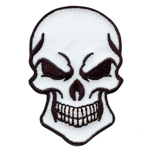 Angry Skull Patch Death Face Embroidered Iron On