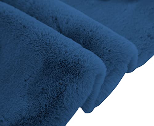 Image of Luxe Home Rabbit Fur Soild Bath Mat Super Soft, Anti-Slip, Washable, Rectangle, for Bathroom Door Mate, Bedroom Door Mats (Teal, 45x75 cm)