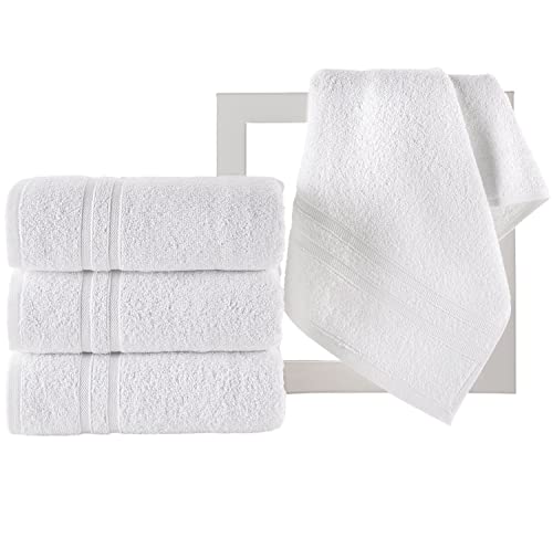 Hammam Linen White Hand Towels 4-Pack -16 X 29 Turkish Cotton Premium Quality Soft And Absorbent Small Towels For Bathroom #TOP3