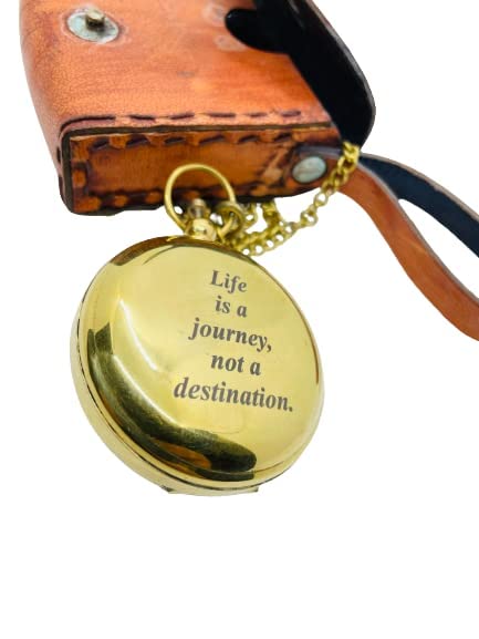 Engraved Directional Magnetic 2 Inches Antique Finish Compass Push Button Unique Designer Navigational Marine Compass Suitable for Outdoor Military Camping Hiking with Leather Case-image-26