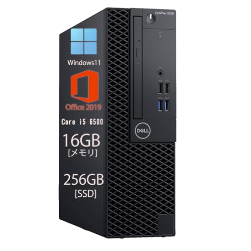 【中古整備品】Dell Optiplex 3060 SFFデスクトップパソコン/インテル Core i5 8500 搭載 / Windows11 / DVD / 4KHD対応・モニター3つ画面対応 /Office 2019付属 外付けWIFI (3060 i5-8 メモリ16GB SSD256GB)