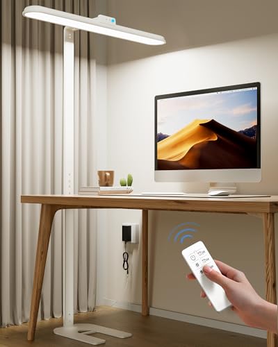 XEBKOR LED Floor Lamp,63'' Dimmable Eye-Caring Tall Reading Lamp with Remote, 4000K Natural Daylight Standing Lamp for Bedroom,Study Room,Living Room,Home Office