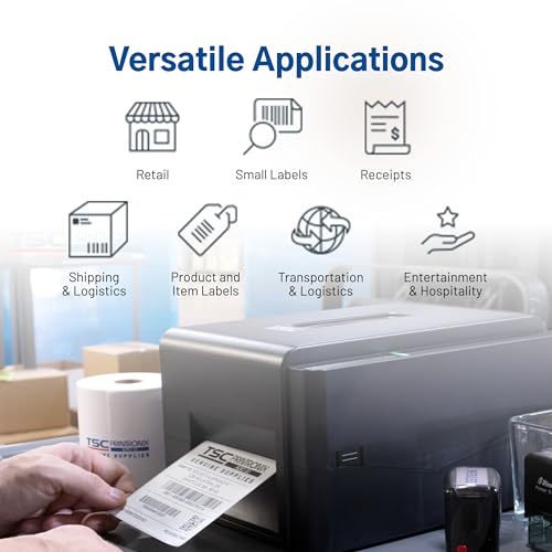 Image of TSC TE200 Desktop Thermal Label Printer for Postage, Shipping Tags, Receipts, Barcodes, Retail, Small Business, School, Home Office, and Stickers, USB Connection, 4 Inch Width