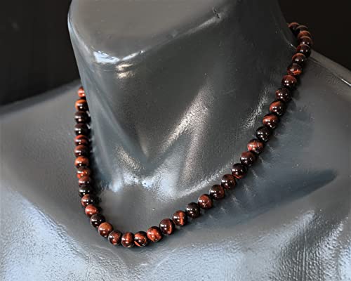 Natural Red Tiger Eye Beaded Choker, Genuine Red Crystal Necklace, Fancy Gemstone Choker, 8mm Beads, Unique Fashion Jewelry, Healing Crystal Chakra Necklace, Durable Necklace, Capricorn Necklace3