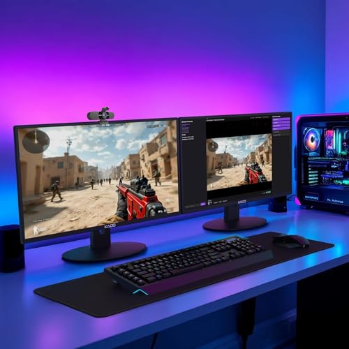 Image of Kado Dual Monitor 2-Pack 24 inch 1920x1080 75Hz FHD Computer Monitor | HDMI Office Gaming Hybrid Desk Setup, VESA Wall Mount Arm Mount Built-in Speakers, Panoramic Display Multi-tasking