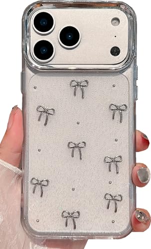 Coque iPhone 17 Pro transparente antichoc nœud 3D protection silicone fille