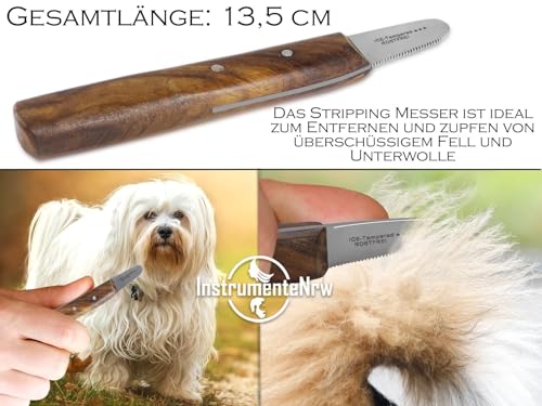 Trimmmesser für die Ohren Hunde und Katze mit sehr feiner Zahnung. Für Stehohren Kopf Pfoten Fellpflege. Kleine Ausführung Fellmesser Hundeschere Messer Kamm