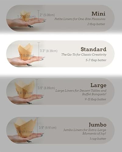 Image of Bake Choice Nordic Paper 200pcs Tulip Cupcake Liners for Baking Cups EU Parchment paper Standard Size Tulip Muffin Liners, Cupcake Wrapper, Brown, White, Unbleached Natural for Party, Christmas