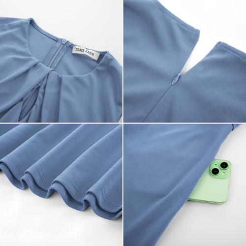 Image of GRACE KARIN Women 2026 Work Dress Sleeveless Tie Waist Elegant Party Cocktail A Line Flowy Midi Dresses with Pockets