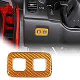 100% Real Carbon Fiber Car Fuel Tank Lid Switch Button Trim Frame Compatible with Chevrolet Corvette C6 2005-2013 Gas Tank Opener Button Trim Cover Interior Accessories (Yellow)