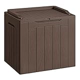 Devoko 30 Gallon Resin Deck Box Outdoor Indoor Waterproof Storage Box for Patio Furniture Pool Accessories Storage for Cushion Garden Tools (30 Gallon, Brown)