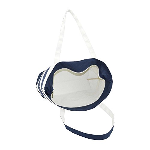 Bolso tipo tote de lona algodón rayada azul marino miniatura 3