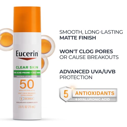 Eucerin Clear Skin Face Sunscreen Lotion, SPF 50, 2.5 FL OZ - image 3