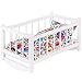 GOLDKIDS Puppenwiege weiß Bett Spielzeug Holzspielzeug Holzbodenwiege Naturholz mit Textilausrüstung Bettwäsche Matratze Kopfkissen Bettdecke Wiege für Puppen