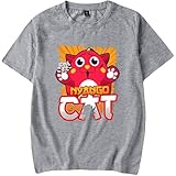 XMLFSHZCSY Nyango Star Merch T-Shirt Fashion Casual Short Sleeve Unisex Cute Harajuku Streetwear (Grey,Small)