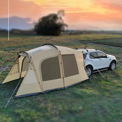 TentHome Vehicle Car Tent SUV Tailgate Tents Canopy, SUV Awning Tent Attachment for Hatchback Camping (Quicksand gold, Rainfly&Inner Tent (Set #2))