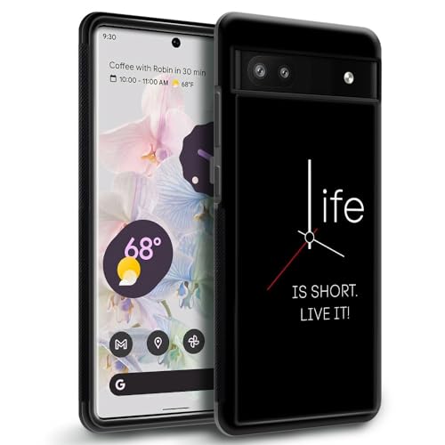 CARLOCA Compatible with Google Pixel 6A Case with Life is Short Live It Clock Pattern Ultra Protection Shockproof Soft Silicone TPU Non-Slip Back for Google Pixel 6A by CARLOCA - Image 3