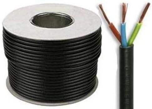 Mr.Gadget's Solutions 10 Meters of Black Flex 3183Y 1.5mm 15 Amp 3 Core Flexible Black Cable Comes with Free Cable Clips!