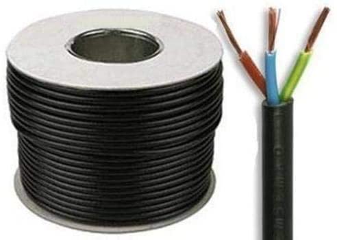 Mr.Gadget's Solutions 10 Meters of Black Flex 3183Y 1.5mm 15 Amp 3 Core Flexible Black Cable Comes with Free Cable Clips!