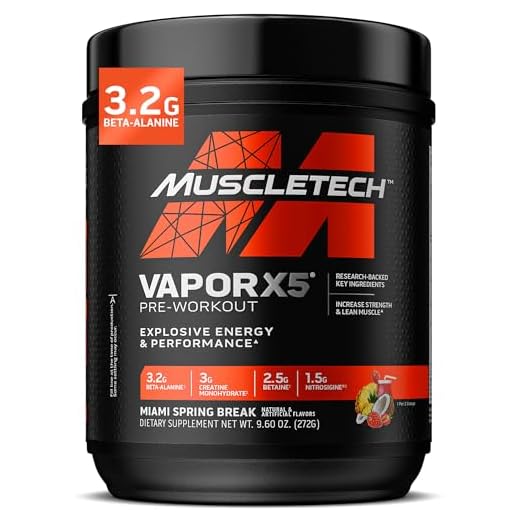 Muscletech Pó pré-treino | Vapor X5 | Pó pré-treino para homens e mulheres, Pré-treino nutricional esportivo | Miami Spring Break (30 porções) - O pacote varia