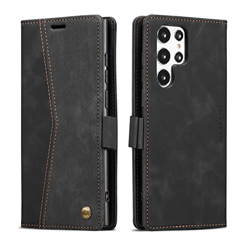 Coque pour Samsung Galaxy S26 Ultra étui portefeuille cuir PU antichoc noir