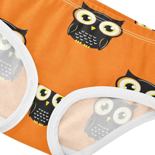 Cotton Toddler Underwear Floral Cute Cartoon Owls Orange Panties for Girl Fancy Kids Undies Briefs 2t4