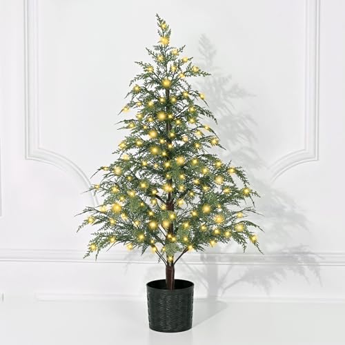 Waipfaru Small Christmas Tree with Lights, 3 FT Pre-Lit Mini