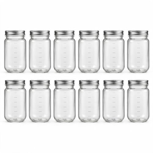 novelinks 16 oz Clear Plastic Jars with Lids and Plastic Mason Jars Lids