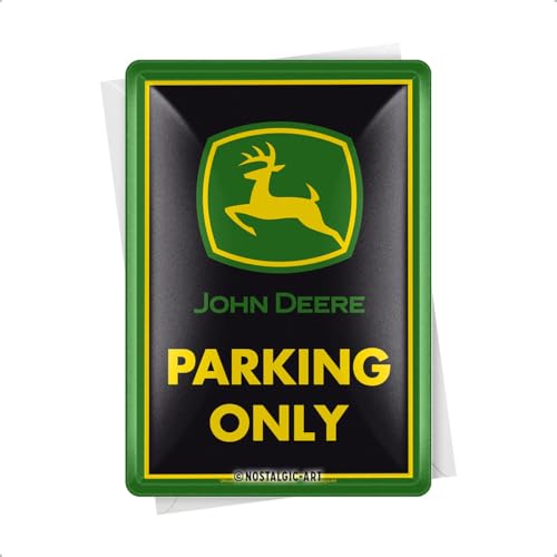 Nostalgic-Art Postal metálica retro, 10 x 14 cm, John Deere – Parking Only – Idea de regalo para amantes de los tractores, Official License Product (OLP), de metal, diseño vintage