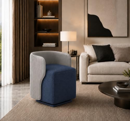 Image of 360 Swivel Ottoman Chair for Living Room | Upholstered Boucle Fabric Accent Barrel Chair with Curved Back | Modern Swivel Lounge Chair with Metal Base for Bedroom Office Hotel