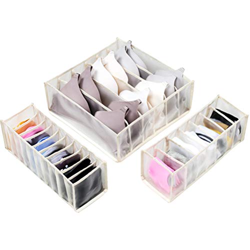 taianle Unterwäsche Aufbewahrungsbox - 3 Stück/Set Faltbare Stoff Aufbewahrungsbox Schrank Kommode Schublade Teiler Organizer Korb Mülleimer für Unterwäsche BHS Cover