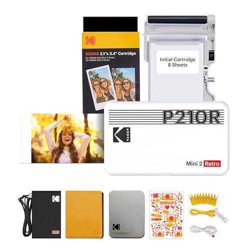 KODAK Mini 2 Retro 4PASS Portable Photo Printer (2.1x3.4 inches) + 38 Sheets Gift Bundle (8 Initial...