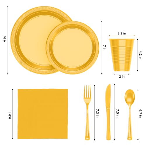 Image of Exquisite 350 Pcs Yellow Plates and Napkins Party Supplies Plate Sets