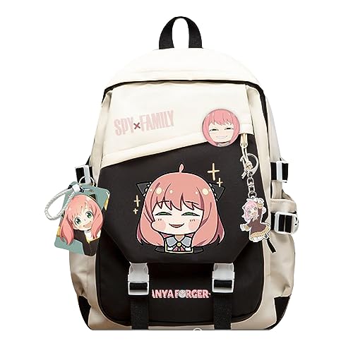 acsewater Spy x Family Mochila Anime Al Aire Libre Casual Escuela Bolsa Spy x Family Forger Anya Forger Yor Hombro Bolsa Bolsa De Viaje Bolsa De Lona