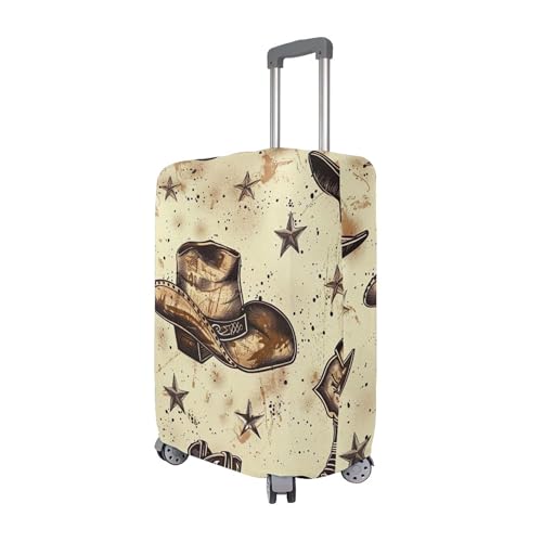 Joisal Vintage Cowboy Boots Hats Brown Suitcase Cover Custom Luggage Protector Protective Colors Travel Essentials for Women, S, Fits 18-20 Inch Case3
