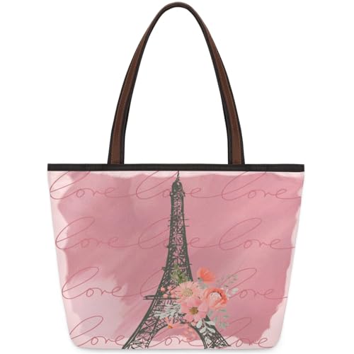 Tita Flower Love Tote Bag Multi Pocket Zippered Beach Bag Lightweight Waterproof Handbag for Women Men Work Gym Travel Swimming Yoga Grocery Shopping L