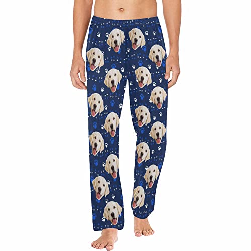 MyPupSocks Custom Face Purple Men's Pajamas Pants Cute Paws Soft Photo Bottoms Pants S-2XL