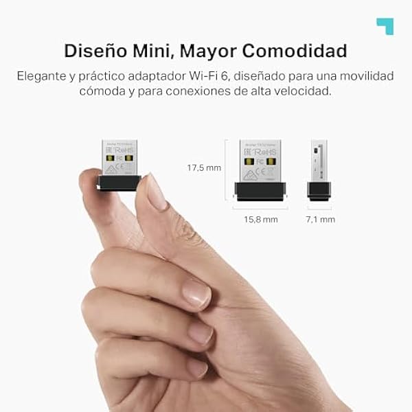 TP-Link Archer TX1U Nano USB-флешка AX300 WiFi 6 для настольных компьютеров, 2.4 ГГц, 286 Мбит/с, совместимость с Windows 11/10/7 и Linux, режим Ap, дизайн Nano, MU-MIMO, OFDMA