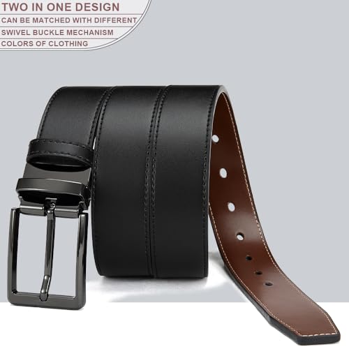 Image of DOOPAI Reversible Leather Belt for Men 1.25 inch - Dual Sided Dress and Casual Belt, Trim to Fit, 2 Styles in One Belt
