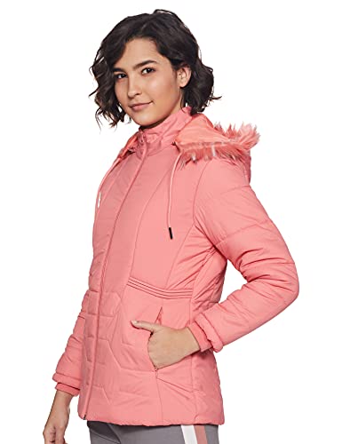 Image of Qube By Fort Collins Women's Medium-Length Bomber Jacket with Detachable Hood - Stylish Winterwear for All-Day Comfort