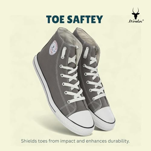 Image of Hirolas Men's Vulcanized Canvas Rubber Toe High Ankle Skateboard Sneakers Shoes.