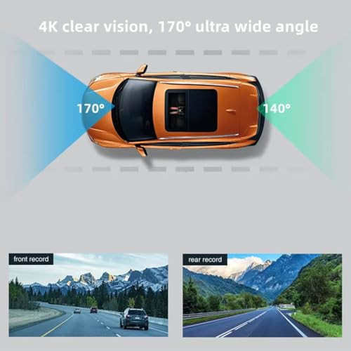 Image of A309 4K Dash Camera, Dual Lens Front and Rear Car DVR with WiFi, Night Vision, G-Sensor, APP Control, Mini Black Box