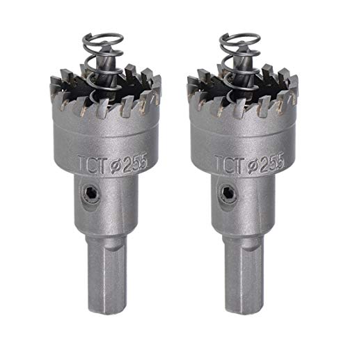 uxcell 25.5mm Carbide Hole Cutter, TCT Hole Saws for Stainless Steel Sheet Metal, High Density Carbide Tooth, 2pcs