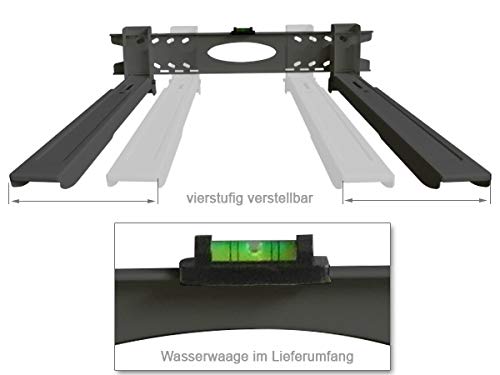 Mikrowellenhalterung Ausziehbar 32-52 cm für Küchengeräte Grill Mini Backofen inkl. Montagematerial - schwarz Modell: H75B