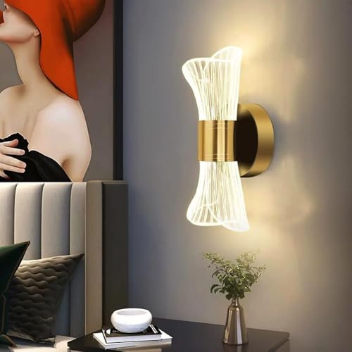 Image of Groeien 12W | 3 Color LED Nordic LED Sconce Transparent Indoor Home Acrylic Wall Lamp for Bedroom Living Room Corridor Lighting Fixtures Wall Mount(Warm+Natural+Coolwhite) (Luxe Wave, 1)