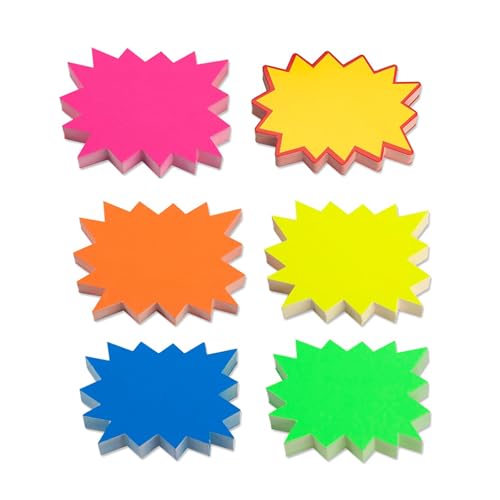 Etiquetas de precios colorilas y letreros de estrella fluorescente para comercio, 300 unidades