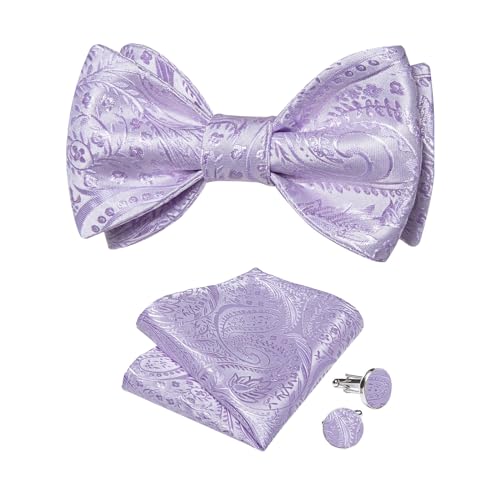 Image of DiBanGu Mens Silk Self Bow Tie Set 4PCS for Tuxedo Wedding