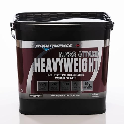 Boditronics Mass Attack Heavyweight Mass Gainer Powder for High Protein Weight Gainer Protein Powder with 5g Creatine and Beta Alanine (Milk Chocolate)