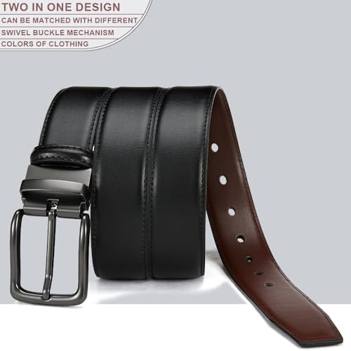 DOOPAI Reversible Leather Belt for Men 1.25" - Dual Sided Dress and Casual Belt, Trim to Fit, 2 Styles in One Belt4